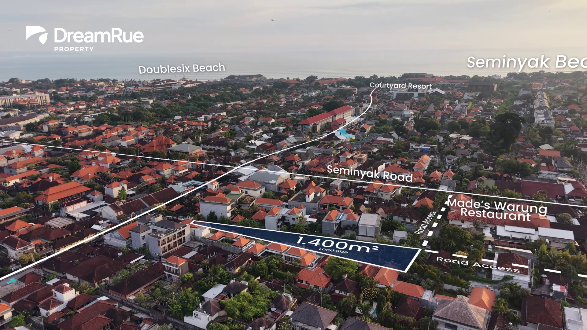 Freehold 1,400 m² Flat Land in Seminyak with Main-Road Access & Clean KKPR Title
