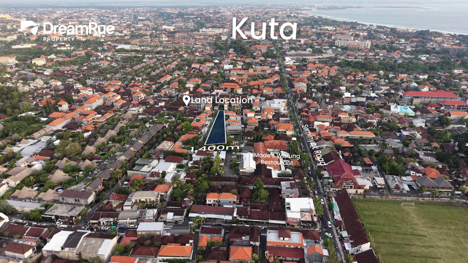 Freehold 1,400 m² Flat Land in Seminyak with Main-Road Access & Clean KKPR Title